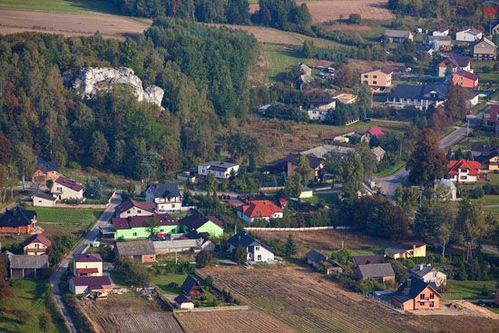 Karlin, panorama na miejscowosc. EU, Pl, Slaskie. LOTNICZE.